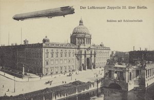 Zeppelin LZ III flying over the City Palace, Berlin by Photographer German