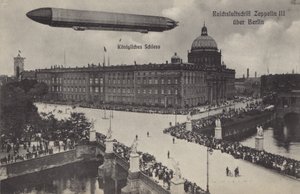 Zeppelin LZ III flying over the City Palace, Berlin by Photographer German