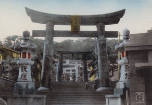 Japan, c.1912: Big Torii at Suwa Shrine, Nagasaki