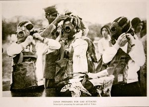 Japanese Schoolgirls in Tokyo Prepare for an Anti-Gas Air Attack Drill
