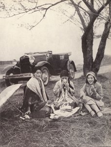Japanese Women at a Picnic Wearing Western Clothes
