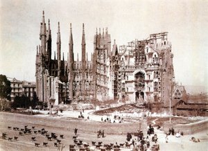 View of the Sagrada Familia, Barcelona, c.1900 by Photographer Spanish