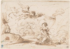 The Angel Appearing to Hagar and Ishmael in the Wilderness, c.1645 by Pier Francesco Mola