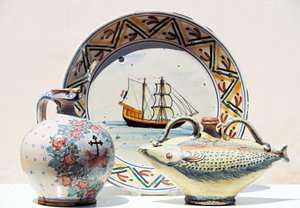 Artefacts on display at Museum of Vietrisi Ceramics, Vietri sul Mare, Campania, Italy