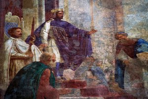 Detail from frescoes on facade of Palazzo Thiene (15th century), Vicenza (UNESCO World Heritage List)