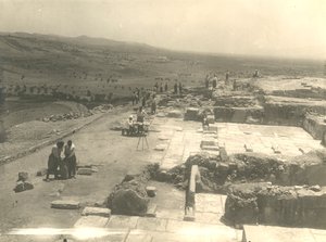 View of excavations of Phaistos palace, Italian archaeological mission led by Luigi Pernier and Federico Halbherr, Crete, Greece by Blaise Nicolas Le Sueur