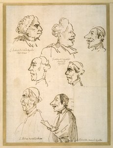 Seven caricatured profiles of four singers of the papal chapels by Pier Leone Ghezzi