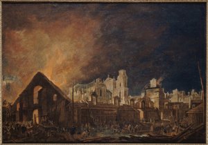 The Saint-Germain Fair during the fire (night of March 16-17) by Pierre Antoine Demachy