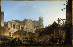The Saint-Germain Fair after the fire of the night of March 16 to 17, 1762, ca. 1762 by Pierre Antoine Demachy