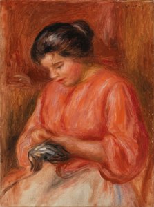 Girl Darning by Pierre-Auguste Renoir