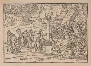 Adoration of the Golden Calf, from Figure de la Biblia, illustrate de stanze Tuscane, per Gabriel Simeoni