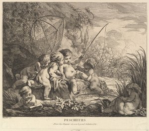 Children Fishing by Pierre Alexandre Aveline