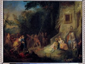 May Planting, a Traditional Fete of Planting a Tree in May. 18th Century by Pierre Antoine (attr. to) Quillard
