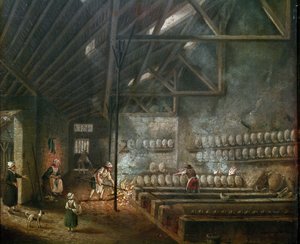 Interior of a pottery workshop (or glass blower) (detail)