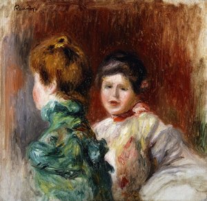 A Sketch of the Heads of Two Women by Pierre Auguste Renoir