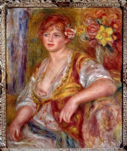 Blonde has the rose. Portrait of Andree Madeleine Heuschling, a comedian known as Catherine Hessling by Pierre Auguste Renoir