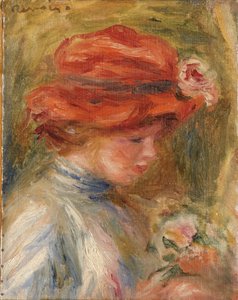 Young Woman with a Red Hat by Pierre Auguste Renoir