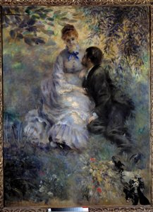 Lovers. Couple sitting in a garden. Painting by Pierre Auguste Renoir (1841-1919) by Pierre Auguste Renoir
