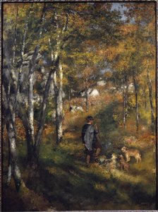 Jules Le Coeur with his dogs in the forest of Fontainebleau by Pierre Auguste Renoir