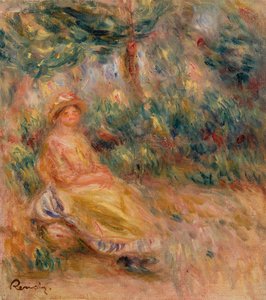 Woman in Pink and Yellow in a Landscape