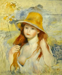 Young Girl with a Straw Hat, 1884 by Pierre Auguste Renoir