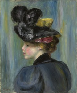 Young Woman with Black Hat by Pierre Auguste Renoir
