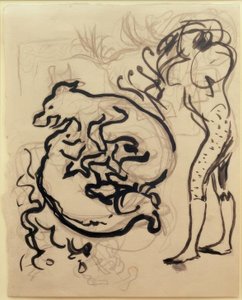 Dogs Playing and a Figure by Pierre Bonnard