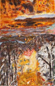 Landscape, the Pink House, Sunset