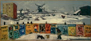 Palisade, the Posters (Palisade Covered with Posters, and the Old Mills of Montmartre in the Snow) by Pierre Bonnard