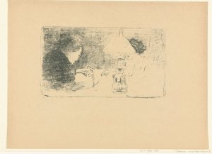 Two Card Players by Lamp at Table by Pierre Bonnard