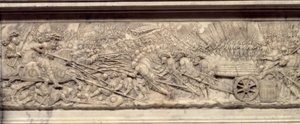 The Battle of Marignan in 1515. Tomb of the Heart of the King of France Francois I: Low relief by Pierre Bontemps