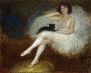 Ballerina with a Black Cat