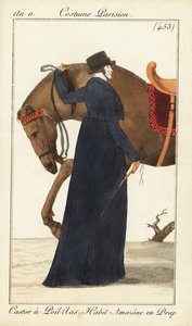 Woman rider or Amazone with her horse, Paris