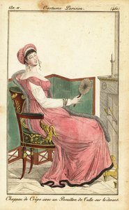 Woman sitting on an Empire chair in a parlour, Paris