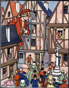 The Giant Gargantua in the Streets of Chinon, Illustration by Pierre Couselles from 