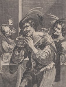 Man Drinking Soup While Two People Watch Him by Pierre Daret
