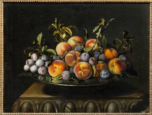 Prunes and Peaches on a Plate