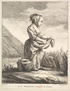 Little Girl with a Vessel by Her Feet, from Premier Livre de Figures by Pierre Etienne Falconet