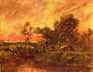 Wooded Landscape with a Twig Gatherer, 19th Century