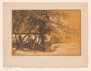 Landscape with Farmhouse Behind Trees
