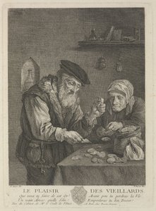 Pleasures of Old Age after the painting by David Teniers the Younger, Mid of the 18th century