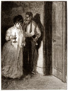 "Boule de Suif": Elisabeth Rousset refuses to sleep with Cornudet, early 20th century by Pierre Georges Jeanniot