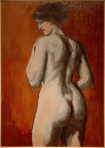 Female Nude on Red Background