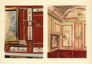 House of Tullius Faustus on the Strada della Fortuna (left), and house of Popidius Priscus (right), Pompeii, Room of a house located on the street of Fortune, Region IV by Pierre Gusman
