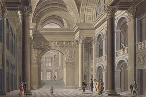Vestibule of the Palais Academique at Ghent, from Choix des Monuments, Edifices et Maisons les plus remarquables du Royaume des Pays-Bas by Pierre Jacques Goetghebuer, engraved L. Roelandt by Pierre Jacques Goetghebuer