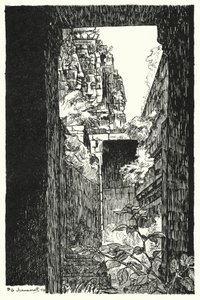 In the Bayon, glimpse through a fallen roof