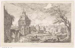Village Scene with Fishermen by Pierre Joseph Jacques Tiberghien