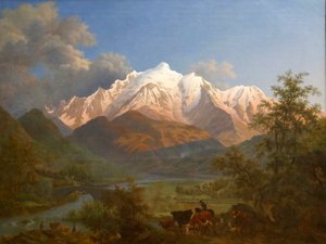 View of the Mont-Blanc from Sallanches at Dusk by Pierre Louis de La Rive