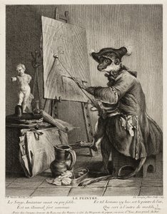 The Monkey Painter by Pierre Louis de Surugue