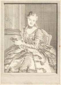Mme. de M ... in Ball Gown by Pierre Louis de Surugue after Charles Antoine Coypel